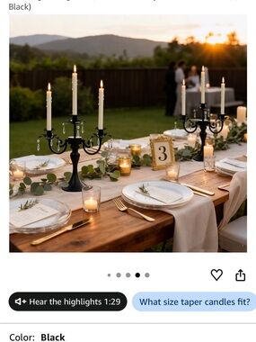 Elegant Black Metal Candelabra Centerpiece - Black